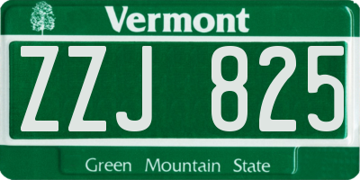 VT license plate ZZJ825