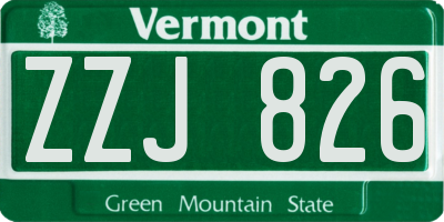 VT license plate ZZJ826
