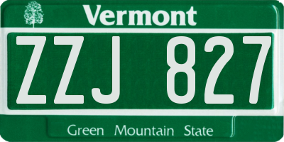 VT license plate ZZJ827