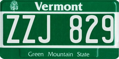 VT license plate ZZJ829