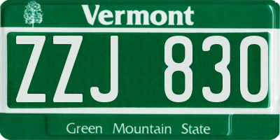 VT license plate ZZJ830