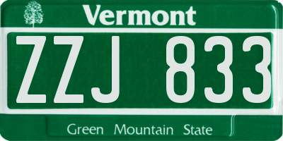 VT license plate ZZJ833