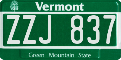 VT license plate ZZJ837