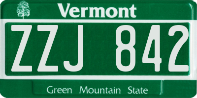 VT license plate ZZJ842