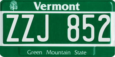VT license plate ZZJ852