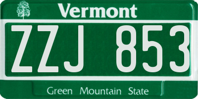 VT license plate ZZJ853