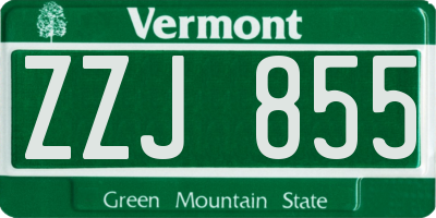 VT license plate ZZJ855