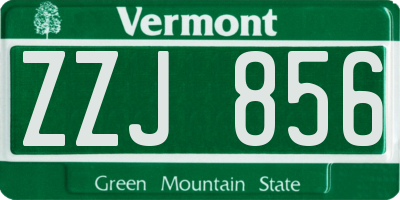 VT license plate ZZJ856