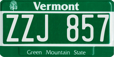 VT license plate ZZJ857