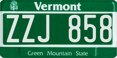 VT license plate ZZJ858