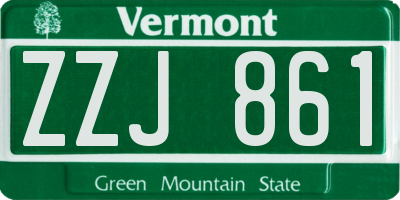 VT license plate ZZJ861