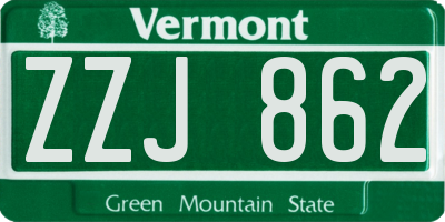 VT license plate ZZJ862