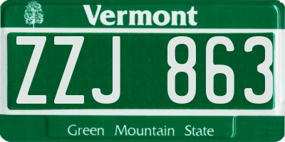 VT license plate ZZJ863