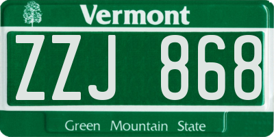 VT license plate ZZJ868