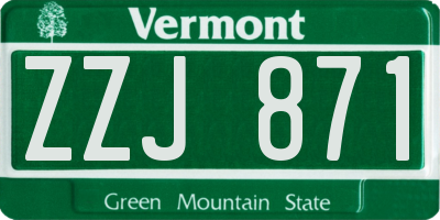 VT license plate ZZJ871