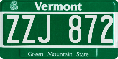VT license plate ZZJ872