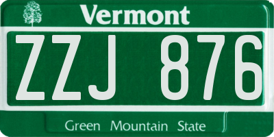 VT license plate ZZJ876