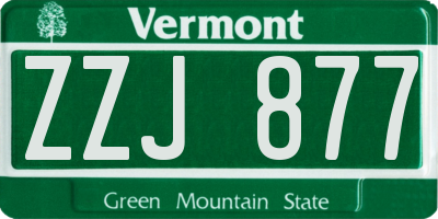 VT license plate ZZJ877