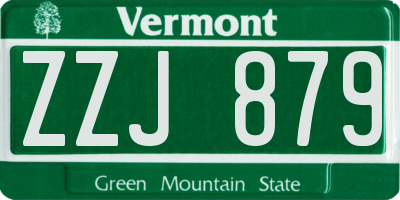 VT license plate ZZJ879
