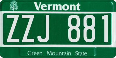 VT license plate ZZJ881