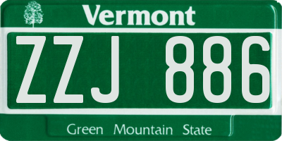 VT license plate ZZJ886