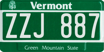 VT license plate ZZJ887