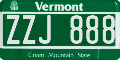 VT license plate ZZJ888