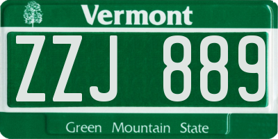 VT license plate ZZJ889