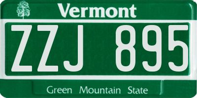 VT license plate ZZJ895