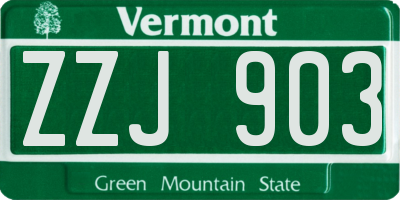 VT license plate ZZJ903