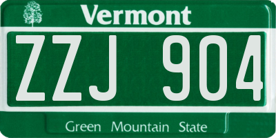 VT license plate ZZJ904