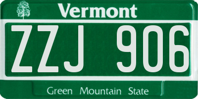 VT license plate ZZJ906