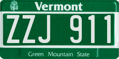 VT license plate ZZJ911