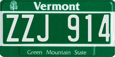VT license plate ZZJ914