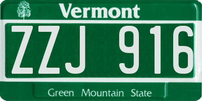 VT license plate ZZJ916