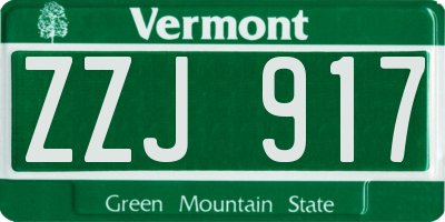 VT license plate ZZJ917