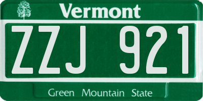 VT license plate ZZJ921