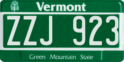 VT license plate ZZJ923