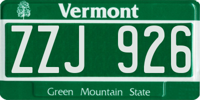 VT license plate ZZJ926