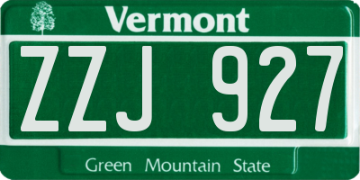 VT license plate ZZJ927