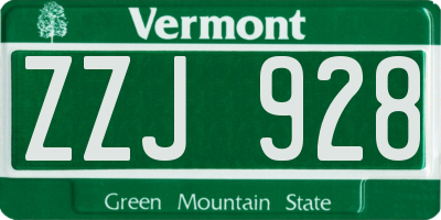 VT license plate ZZJ928