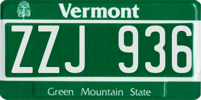 VT license plate ZZJ936