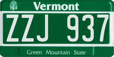VT license plate ZZJ937