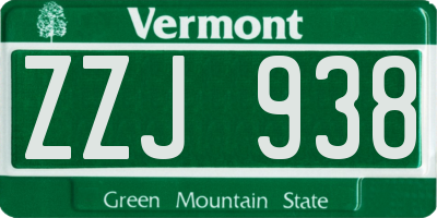 VT license plate ZZJ938