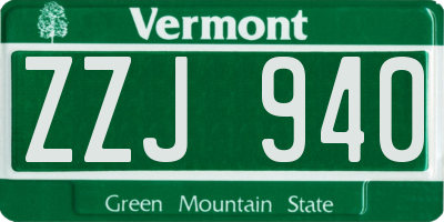 VT license plate ZZJ940