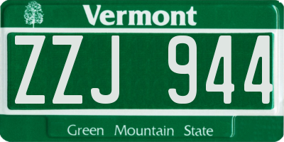 VT license plate ZZJ944