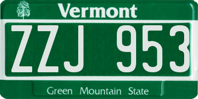 VT license plate ZZJ953