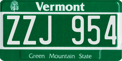 VT license plate ZZJ954