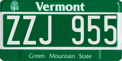 VT license plate ZZJ955