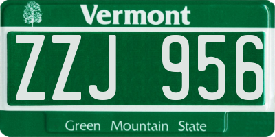 VT license plate ZZJ956